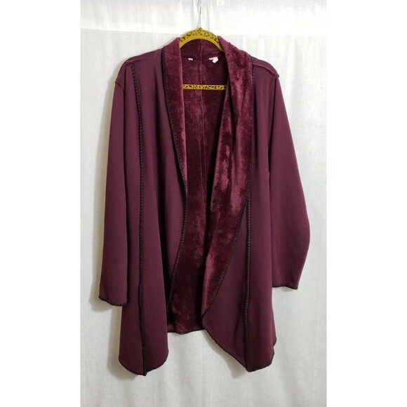 Soft Surroundings Sweater Jacket Open Front Cardigan Burgundy Red XS Cozy - Picture 1 of 5